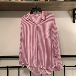 Purple Striped Button Down Top